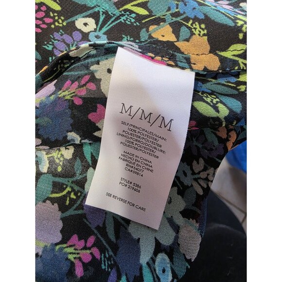 CAbi Dress Women Medium Fiesta Green Multicolor Floral Blouson Midi Smocked - Picture 4 of 7